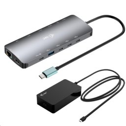 i-tec USB-C Metal Nano 3x Display Dock, 2x HDMI 1x USB-C videó, PD 140W univerzális töltő 140 W