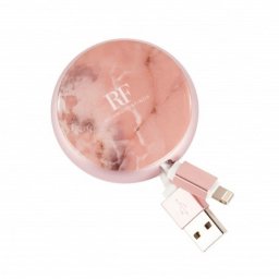 Richmond&Finch visszahúzható kábel USB-A - Lightning - rózsaszín márvány