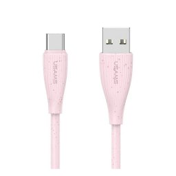 USAMS GREEN SERIES adatkábel (USB - Type-C, 18W, 3A, gyorstöltő, 100cm) RÓZSASZÍN