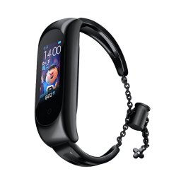 Fém karkötő Xiaomi Mi Band 3 / 4 / 5 / 6 szíjhoz - fekete