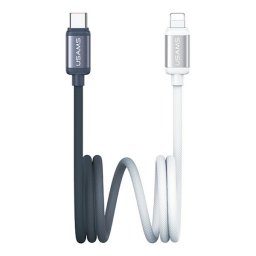 USAMS BICOLOR adatkábel (Type-C - lightning, 30W, PD gyorstöltő, 120cm) FEKETE/FEHÉR
