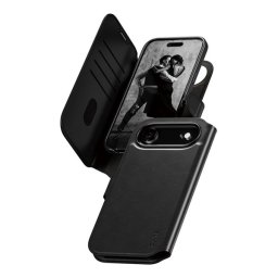 PANZERGLASS CARE TANGO TWO-IN-ONE tok álló, bőr hatású (FLIP, oldalra nyíló, wireless, kivehető telefonvédő) FEKETE Apple iPhone Air