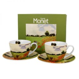 Monet porcelán csésze aljjal- 270 ml - 2 személyes - Pipacsmező