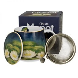 Monet porcelán öblös bögre fémszűrővel - 430 ml - Vízililiom