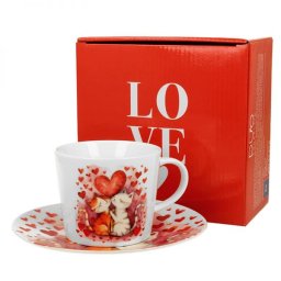 Szerelmes cicák porcelán csésze aljjal - 240 ml - díszdobozos