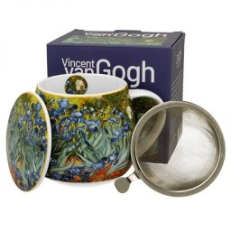 Van Gogh Íriszek porcelán öblös bögre fémszűrővel - 430 ml