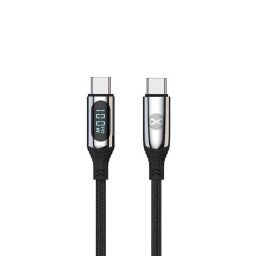 Adatkábel LCD-vel Forever USB-C/USB-C 1m 100W fekete