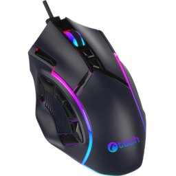C-TECH Akali gaming egér (GM-15), alkalmi játék, 12800 DPI, RGB háttérvilágítás, USB, fekete színű