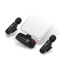CONNECT IT Microphone ClipMic, 2x vezeték nélküli Lavalier mikrofon vevőkészülékkel, Lightning csatlakozóval, fekete színű
