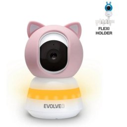 EVOLVEO Baby Monitor LUX- Intelligens 360°-os videós bébiőr éjszakai látással, sírás- és mozgásérzékeléssel, rózsaszínű