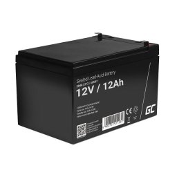 Green Cell AGM VRLA 12V 12Ah karbantartásmentes akkumulátor riasztórendszerhez, pénztárgéphez, játékokhoz
