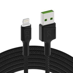 Green Cell Ray USB-A Lightning 2m-es LED-es kábel gyors töltéssel Apple iPhone készülékhez