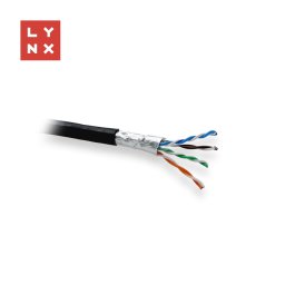 LYNX FTP kábel, Cat5e, PE (Fca), 0, 5mm, teljesen hegesztett, kültéri, fekete, doboz 305m