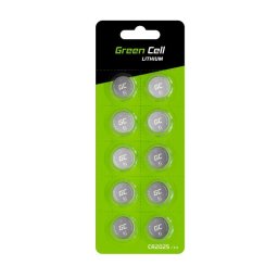 Zöld cellás buborékcsomagolás 10x lítium akkumulátor CR2025 3V 160mAh gomb