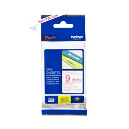 TZE-222 laminált P-touch szalag (9mm) Red on White - 8m (TZE222)