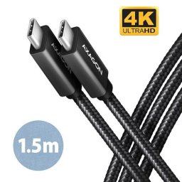 AXAGON BUCM32-CM05AB, SPEED kábel USB-C USB-C, 0.5m, USB 20Gbps, PD 100W 5A, 4K HD, ALU, fonott, fekete