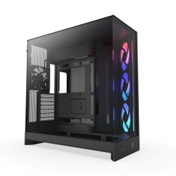 NZXT H9 Flow RGB kétkamrás ATX / 1x140 RGB mm / 1x 120mm RGB ventilátor / üveg / fekete