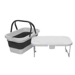 PLATINET KEMPING PIKNIKKOSÁR 47X29X23,5 CM, 16L, ÖSSZECSUKHATÓ, FEDÉLLEL 2IN 1 / ASZTAL FEHÉR-SZÜRKE
