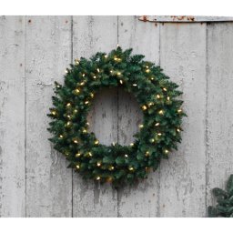 LED dekoráció , zöld műfenyő koszorú , led koszorú , 60LED , 70cm , kültéri , IP44 , EGLO , CALGARY