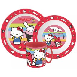Hello Kitty étkészlet, micro műanyag szett 390 ml-es bögrével Nr1