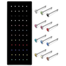 Orvosi acél orr piercing szett hosszúkás színes