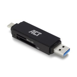 Külső kártyaolvasó USB-C/USB USB 3.2 Gen1 fekete ACT (AC6375)
