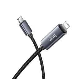 HOCO C típusú kábel Lightninghoz PD 27W X112 kijelzővel 1 m fekete HOCO C típusú kábel Lightninghoz PD 27W X112 1 m fekete
