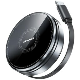 Indukciós töltő 3 1-ben AWEI W27 15W USB-C kábellel Gyors töltés fekete