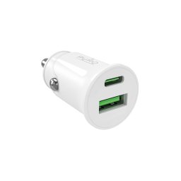 Puro Pro Lite autós töltő 1x USB-A + 1x USB-C Power Delivery 20W - Fehér színben