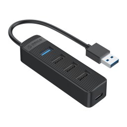 Orico TWU32-4A USB-A 3.1 hub / 1x USB-A 3.1 + 3x USB-A 2.0 + USB-C 5V/3A - fekete színben