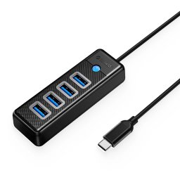 Orico PW4U-C3 USB-C / 4x USB-A 3.0 elosztó - Fekete