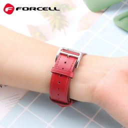 FORCELL F-DESIGN FA20 mágneses öko bőrszíj APPLE Watch 42 / 44 / 45 / 49 mm piros színű