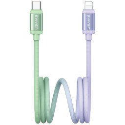 Kábel USAMS Bicolor Series SJ757 PD 30W USB-C/Lightning 1.2m zöld és lila színben