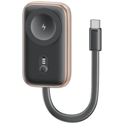 Induktív töltő Apple Watch Usams CD245 2 1-ben 1200mAh powerbankkal + USB-C kábellel fekete-bronz színű