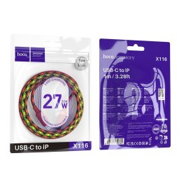 Kábel USB C Lightning Hoco PD 27W 1 m X116 lila színárnyalatú lila