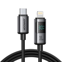 Joyroom S-A16 Pro Prism sorozat 30W USB-C - Lightning kábel kijelzővel 1.2m - Fekete