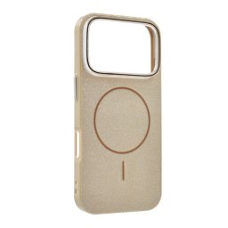 Szilikon telefonvédő (műanyag hátlap, kameravédő, MagSafe, csillogó) BARNA Apple iPhone 17 Pro