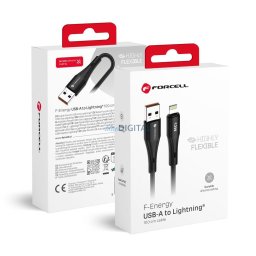FORCELL F-ENERGY C343 kábel USB-A - Lightning 2,4A 12W szilikon 1 m fekete