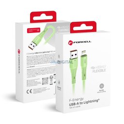 FORCELL F-ENERGY C343 kábel USB-A - Lightning 2,4A 12W szilikon 1 m zöld