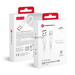 FORCELL F-ENERGY C341 kábel USB-A - Micro USB QC3.0 2,4A 18W Szilikon 1 m fehér