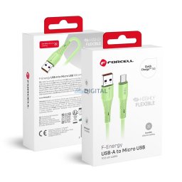 FORCELL F-ENERGY C341 kábel USB-A - Micro USB QC3.0 2,4A 18W szilikon 1 m zöld