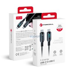 FORCELL F-ENERGY C274 kábel Type-C Type-C QC4.0 PD 3A 60W Digitális 1,2 m fekete