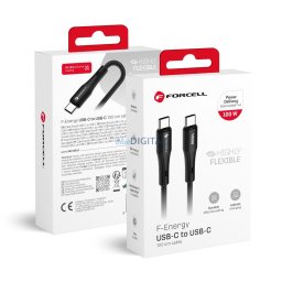 FORCELL F-ENERGY C347 kábel Type-C Type-C QC4.0 PD 5A 100W szilikon 1 m fekete