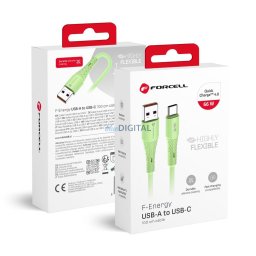 FORCELL F-ENERGY C342 kábel USB-A Type-C QC4.0 3A 66W szilikon 1 m zöld