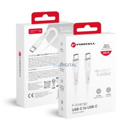 FORCELL F-ENERGY C347 kábel Type-C Type-C QC4.0 PD 5A 100W szilikon 1 m fehér