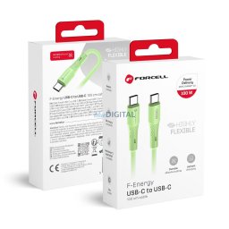 FORCELL F-ENERGY C347 kábel C típusból C típusba QC4.0 PD 5A 100W szilikon 1 m zöld