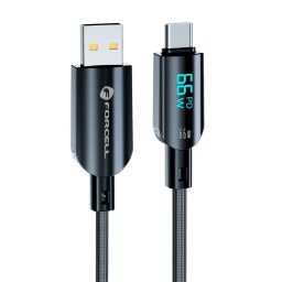 FORCELL F-ENERGY C272 kábel USB-A Type-C QC4.0 3A 66W Digitális 1,2 m fekete