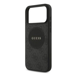 GUESS 4G CIRCLE CLASSIC LOGO szilikon telefonvédő (ütésállóság, textil hátlap, MagSafe) FEKETE Apple iPhone 17 Pro Max