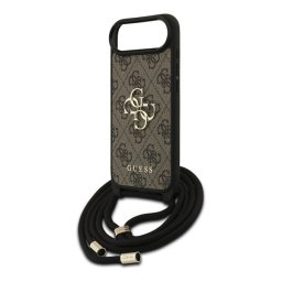 GUESS 4G BIG LOGO CORD STAP CROSSBODY műanyag telefonvédő (ütésállóság, bőr hatású hátlap + vállpánt) BARNA Apple iPhone Air