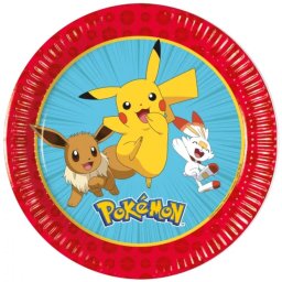 Pokémon papírtányér, party tányér 8 DARABOS, 20 cm FSC Nr4